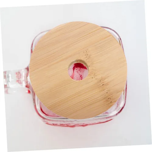 Miniatura 2 de UPKOCH Tarro de conservas para tarros de yogur, 4 unidades, tapas de bambú, tapa de tarro de vidrio, tapa de madera