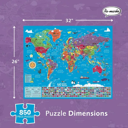 Miniatura 3 de Rompecabezas de lujo Re-Marks, mapa del mundo con piezas caprichosas