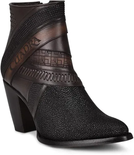 Miniatura 2 de Cuadra Botines de mujer en piel auténtica de raya, con cremallera, color negro