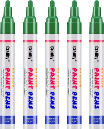 Miniatura 13 de Marcadores de pintura blanca, paquete de 5 rotuladores de pintura a base de aceite, impermeables, de secado rápido y permanente, para pintura
