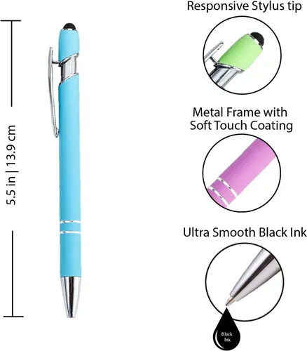 Miniatura 2 de Express Pencils Pastel de goma suave al tacto, colores pastel, bolígrafo con punta de lápiz capacitivo, un elegante bolígrafo de metal premium