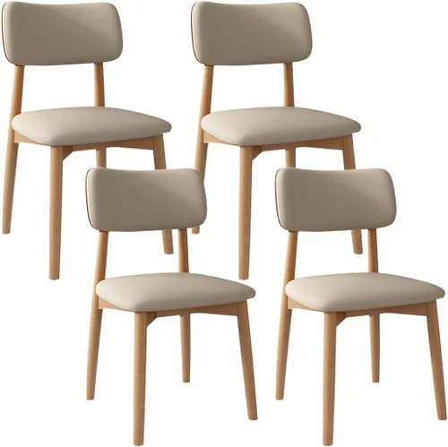 Miniatura 12 de YVYKFZD Solid Wood Dining Chairs, Kitchen Chairs Set with Curved Backrest, Leather Upholstered Dining Room Chair, Armless Living Room Chair, for