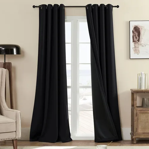 Miniatura 71 de Rutterllow - Cortinas 100% opacas, paneles de cortina con ojales, aislamiento térmico y bloqueo de luz para habitación y sala de estar