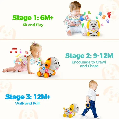 Miniatura 2 de Juguetes para bebés de 6 a 12 meses, regalo de primer cumpleaños para niños de 1 año, juguete musical para gatear y caminar, juguete para cachorros