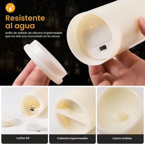 Miniatura 3 de fclayvts Paquete de 24 velas LED sin llama con control remoto, velas eléctricas parpadeantes, velas temporizadoras, llama 3D, para Halloween