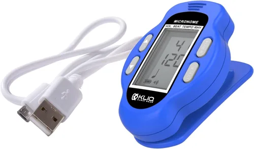 Miniatura 9 de KLIQ MicroNome - Mini metrónomo digital recargable - con altavoz (volumen digital, ajuste de ritmo y tempo) diseñado para su uso con piano, Azul