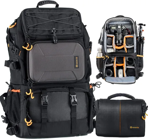 Miniatura 9 de TARION Mochila grande para cámara de 15 litros con compartimento para laptop de 15.6 pulgadas, acceso lateral y cubierta impermeable para fotografía