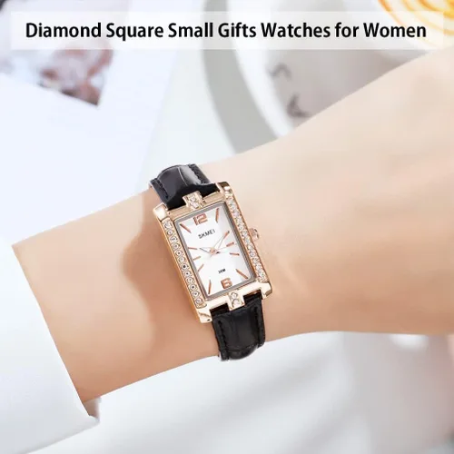 Miniatura 2 de SKMEI Watches for Women, Leather Band Slim Square Small Waterproof Fashion Casual Simple Analog Quartz Girls Gifts Wrist Watch