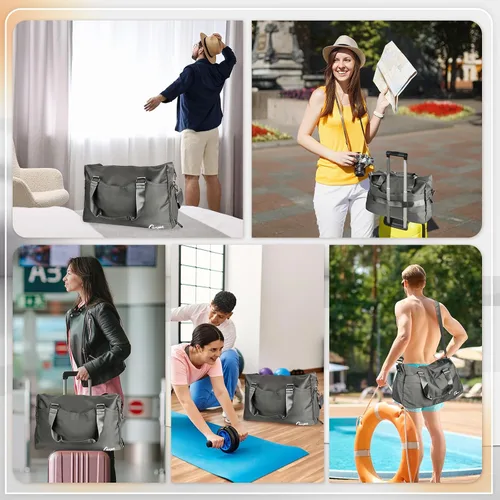 Miniatura 7 de Gryme Pequeña bolsa de gimnasio con compartimento para zapatos y bolsillo húmedo, mini bolsa de lona de 15 pulgadas para hombres y mujeres, pequeña