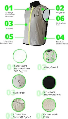 Miniatura 8 de Full Reflective Vest For Night Visibility - Cycling Gilet - Running Vest
