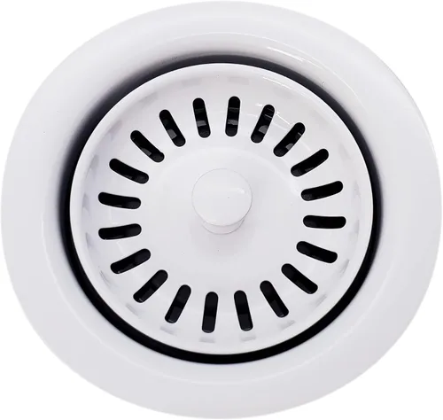 Miniatura 2 de Westbrass D2082S-50 3-1/2" Cuello Extra-Profundo Fregadero de Cocina Eliminación de Residuos Brida y Tapón Colador, Revestimiento en Polvo Blanco