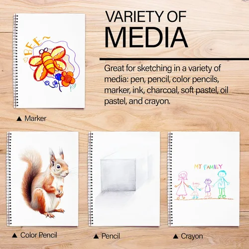 Miniatura 3 de BAZIC Products Cuaderno de bocetos de 30 hojas, 8.5" x 11" pulgadas, cuaderno de bocetos con encuadernación espiral lateral, blocs de dibujo, papel