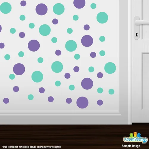 Miniatura 2 de Juego de 30 calcomanías de vinilo para pared, diseño de círculos verde lavanda/menta