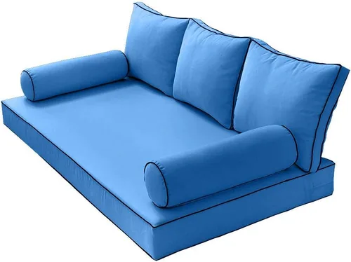 Miniatura 3 de Prolinemax Funda solamente Sábana bajera ajustable para colchón de sofá cama estilo 3 doble con ribete de contraste para exteriores AD102