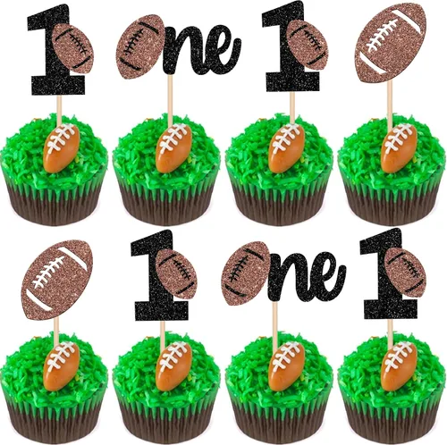 Miniatura 13 de 36 piezas de adornos para cupcakes de pelota de rugby, trofeo de fútbol americano, selecciones de cupcakes de fútbol americano, decoración