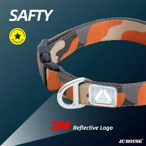 Miniatura 5 de Collar de perro acolchado suave, cuello de 16 a 25 pulgadas, collar ajustable resistente con logotipo reflectante 3M para perros medianos y grandes