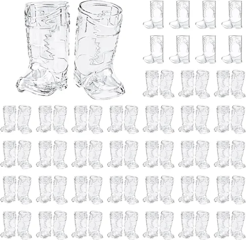 Miniatura 20 de Vasos de chupito de botas de Cowboy de plástico SAIAOKJ, 24 piezas de 1 oz, suministros para fiestas con temática de botas de Cowboy, reutilizables