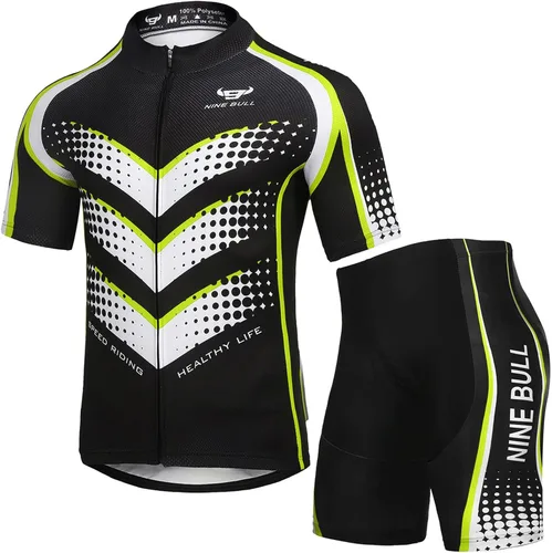 Conjunto de camiseta de ciclismo para hombre, camiseta reflectante de secado rápido y pantalones cortos de ciclismo acolchados 3D