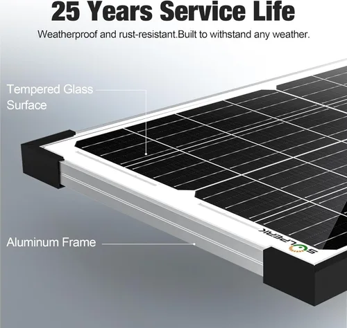 Miniatura 5 de SOLPERK - Cargador de batería solar de 15 W 12 V, panel solar impermeable + controlador de carga de 8 A de actualización + soporte de montaje