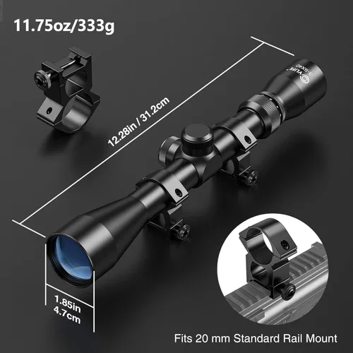 Miniatura 6 de CVLIFE 3-9x40 Optics R4 Reticle Crosshair Alcance con monturas de alcance Negro