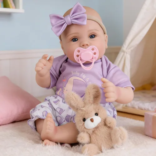 Miniatura 13 de Milidool Muñecas de bebé Reborn de 18 pulgadas, muñeca realista de bebé recién nacido, muñecas de silicona de aspecto real, con accesorios completos