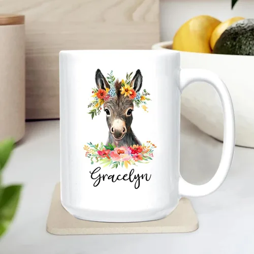Miniatura 4 de Taza de café de burro personalizada, bonita taza de café de burro para amantes de los animales, niñas, hermana e hija, taza de té personalizada