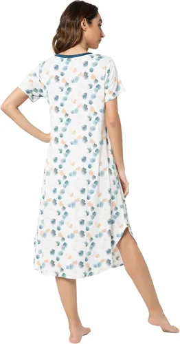 Miniatura 3 de NACHILA Camisones para mujer, viscosa hecha de bambú, cuello en V, manga corta, ropa de dormir fresca