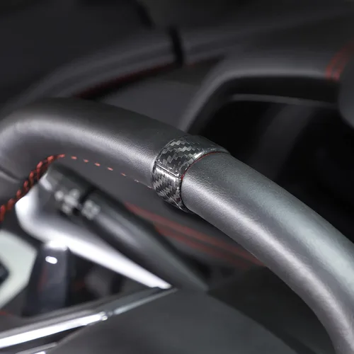 Miniatura 4 de Cubierta del anillo superior del volante compatible con Chevrolet Corvette C8 Stingray 2020-2023 100% fibra de carbono real, 2 piezas, accesorios