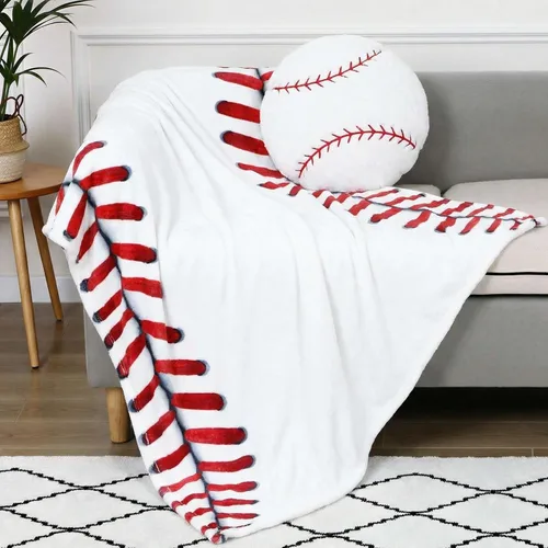 Miniatura 12 de SmoothNovelty El juego de 2 almohadas y mantas de fútbol incluye 40 x 50 pulgadas, manta de franela de fútbol suave y esponjosa, cojín de felpa