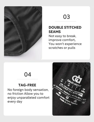 Miniatura 5 de DAVID ARCHY Calzoncillos para hombre, micro modal, sin bragueta, bolsa de apoyo, suave y cómoda, paquete de 4