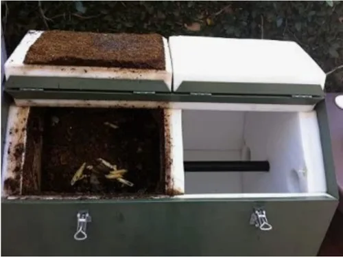 Miniatura 6 de Jora Composter JK 270 - Vaso de compostaje de doble cámara para exteriores, 70 galones, construcción de acero galvanizado