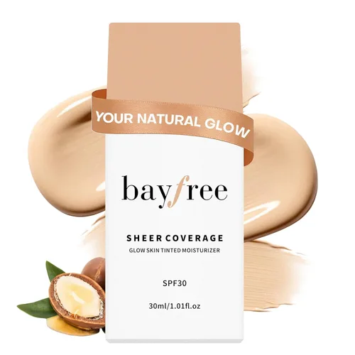 bayfree Hidratante tintado Glow Skin con SPF 30, tinte ligero y transparente para la piel, hidratante de larga duración e ingrávido, beneficios de