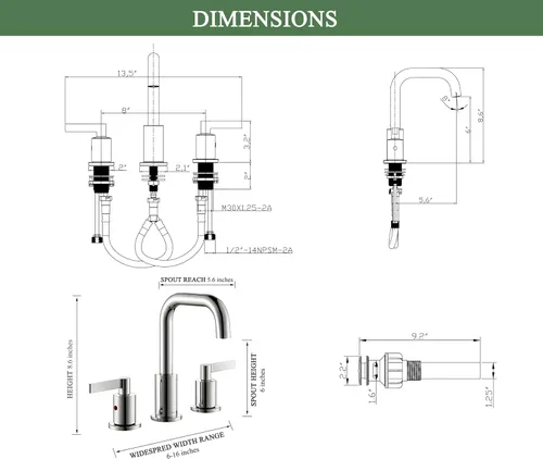 Miniatura 6 de TimeArrow TAF288S-CP - Grifo de lavabo de baño cromado de 8 pulgadas, 3 agujeros con ensamblaje de drenaje, grifo moderno de dos manijas de arco
