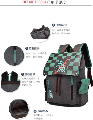 Miniatura 5 de Mochila de anime Demon Slayer Kimetsu no Yaiba Nezuko Casual Mochila Tanjiro de gran capacidad para la escuela unisex Nezuko talla única Mochilas