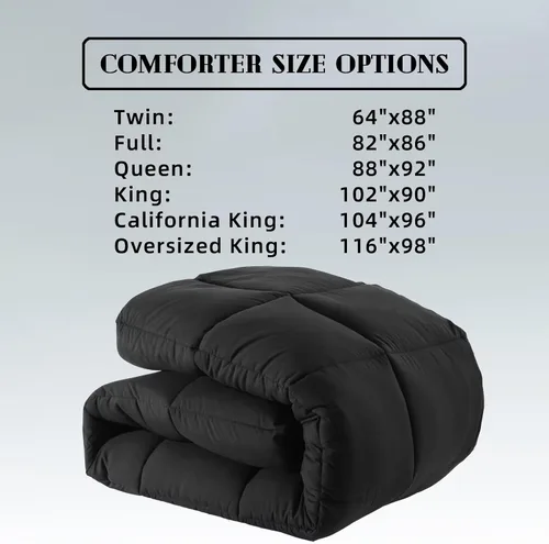 Miniatura 5 de DOWNCOOL Edredones Tamaño Full, Relleno de Edredón, Edredón Negro para Todas las Estaciones, Edredón Ligero, Edredón de Hotel Alternativo de Plumón