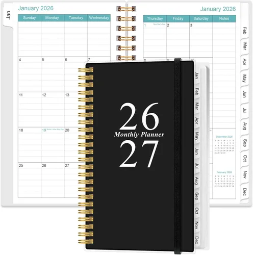 Miniatura 39 de Agenda mensual 2026-2027 – Agenda mensual de enero de 2026 a junio de 2027, dos páginas por mes, 18 calendarios/agendas mensuales con pestañas