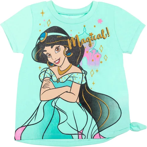 Miniatura 43 de Disney Frozen Moana Princess Tiana - Conjunto de camiseta floral y pantalones cortos de rizo francés para niños pequeños y grandes
