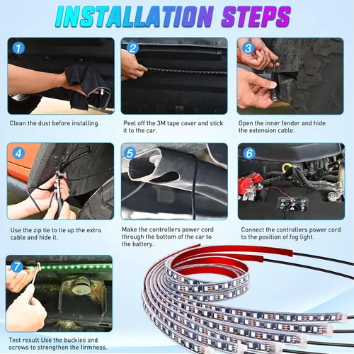 Miniatura 3 de Nilight 6 piezas de luces de neón para la parte baja del auto, tiras de luces RGB multicolores de 300 LEDs, función activa de sonido DIY, modo