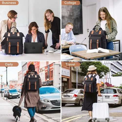 Miniatura 3 de LOVEVOOK - Mochila para laptop de mujer, mochila para profesores y enfermeras, bolsa de trabajo, viaje, mochilas para computadora, bolsa para marrón