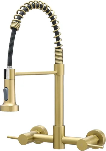 Miniatura 9 de AIMADI Grifos de cocina de montaje en pared, grifo de fregadero de cocina de montaje en pared central de 8 pulgadas con rociador extraíble, diseño