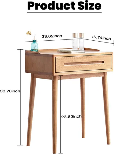 Miniatura 2 de Escritorio compacto de madera maciza con organizador de cajones, bordes redondeados y fácil montaje para espacios pequeños, mesa de maquillaje
