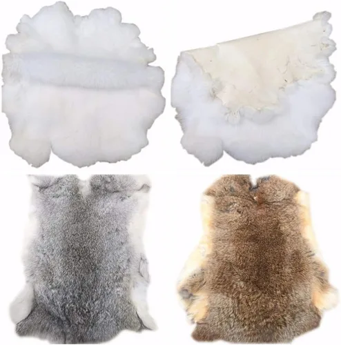 Miniatura 4 de Seek4comfortable Piel de conejo curtida natural, piel de conejo artesanal, piel de calidad para coser (gris cian, paquete de 3)