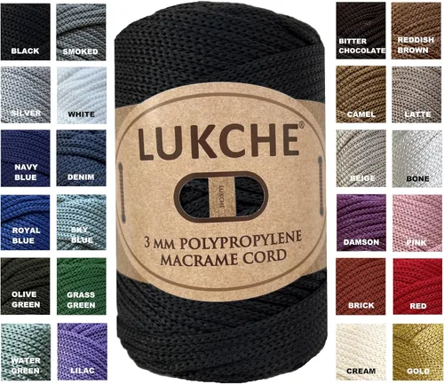 Miniatura 39 de Cordón de macramé de poliéster premium de 3 mm (134.72 metros), (250 g) 100% cuerda de macramé de polipropileno, hilo de crochet de macramé colorido