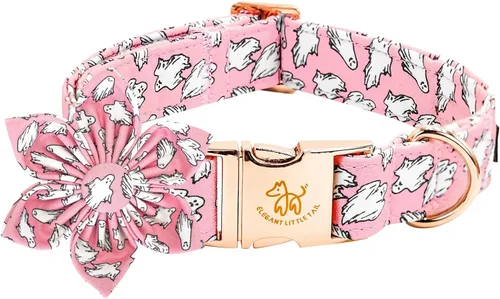 Miniatura 30 de Elegant little tail - Collar rosa para perras con flor, collar ajustable para mascotas con regalo de flores, collares para perros medianos
