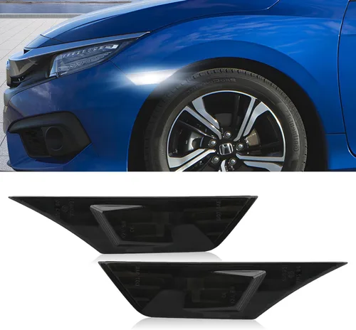 Bestview 2 luces de posición laterales para Honda Civic de 10ª generación 2016-2021 Coupé Hatchback: lente ahumada parachoques delantero, luces de