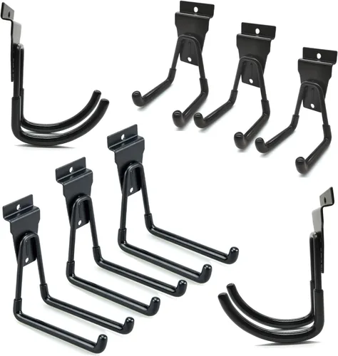 Ganchos Slatwall, paquete de 8 organizadores de pared de garaje resistentes para herramientas eléctricas y cables, ganchos para colgar en la pared