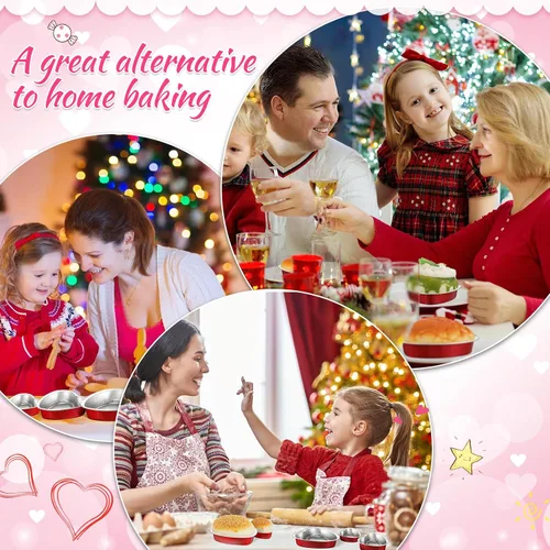 Miniatura 4 de Meanplan Paquete de 30 moldes de aluminio en forma de corazón de 9 onzas, 3.4 y 1.86 onzas, molde de aluminio desechable para pasteles de San
