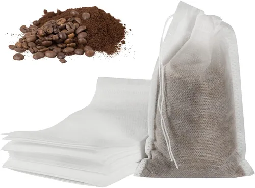 50 bolsas para preparación en frío sin desorden, bolsas de filtro de café desechables de 4x6 pulgadas, bolsas de malla fina con cordón para preparar