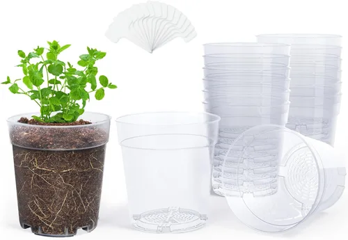 Miniatura 19 de homenote Macetas de vivero, paquete de 30, maceta de 3/4/5 pulgadas para plantar, macetas transparentes para plantas, plántulas de plástico