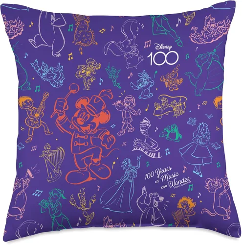 Miniatura 5 de Disney 100 Years Wonder Musical Friends D100 - Almohada de 16 x 16 pulgadas, multicolor